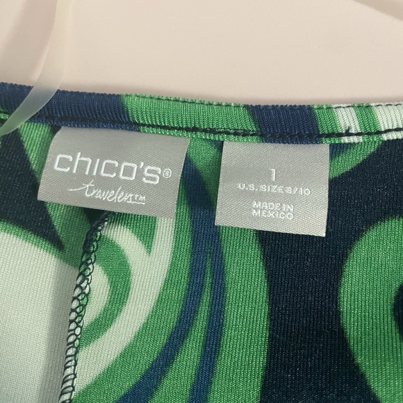 CHICOS TRAVELERS Sz 1 (8/10) Printed Floral Slinky Shark Bite Maxi Dress Stretch - Picture 6 of 7